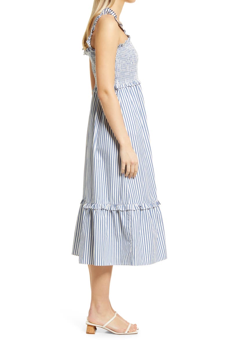 Draper James Smocked Stripe Sleeveless Poplin Midi Dress, Alternate, color,