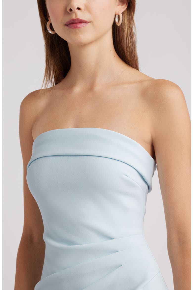 Strapless Crepe Midi Dress, Alternate, color, BLUE DELICATE