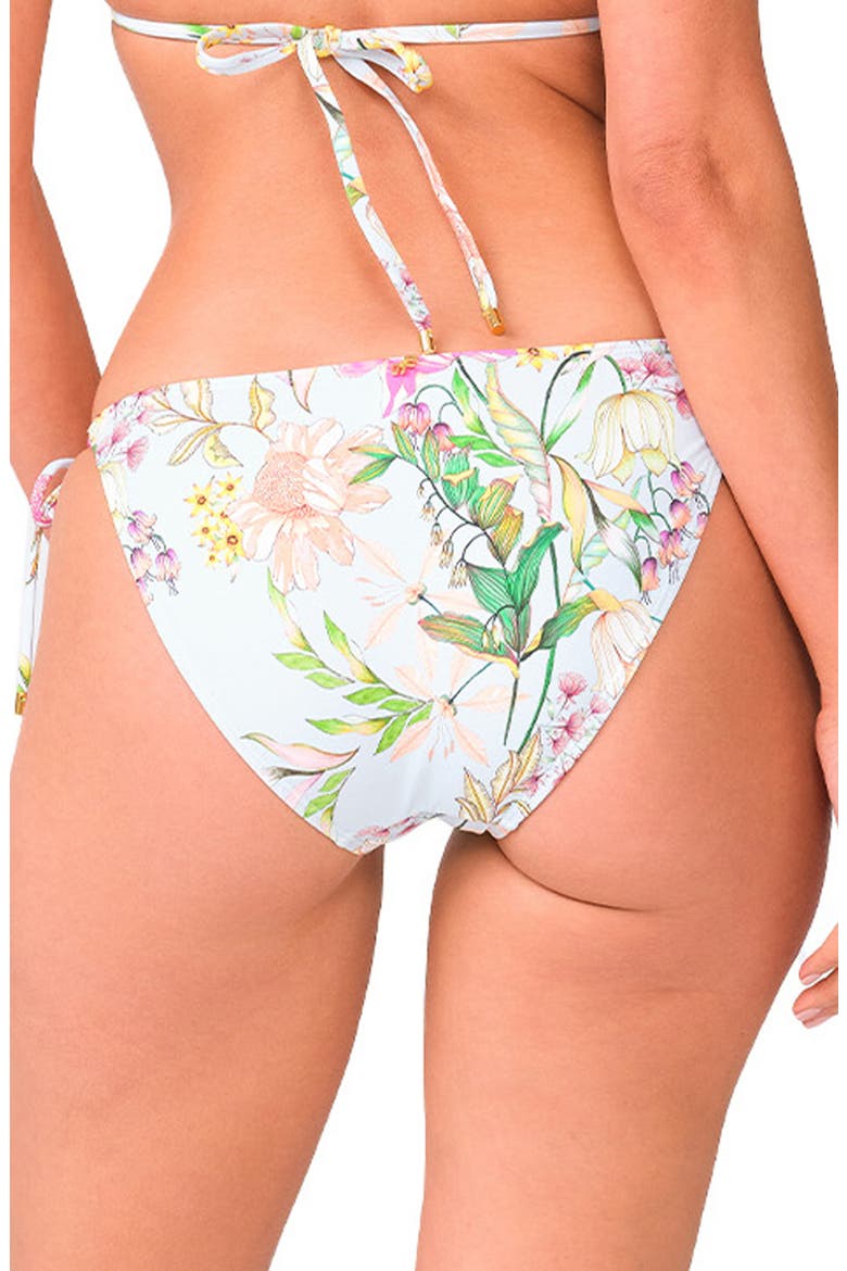 Carrie Lace Trim Side Tie Bikini Bottoms, Alternate, color, LIGHT BLUE FLORET