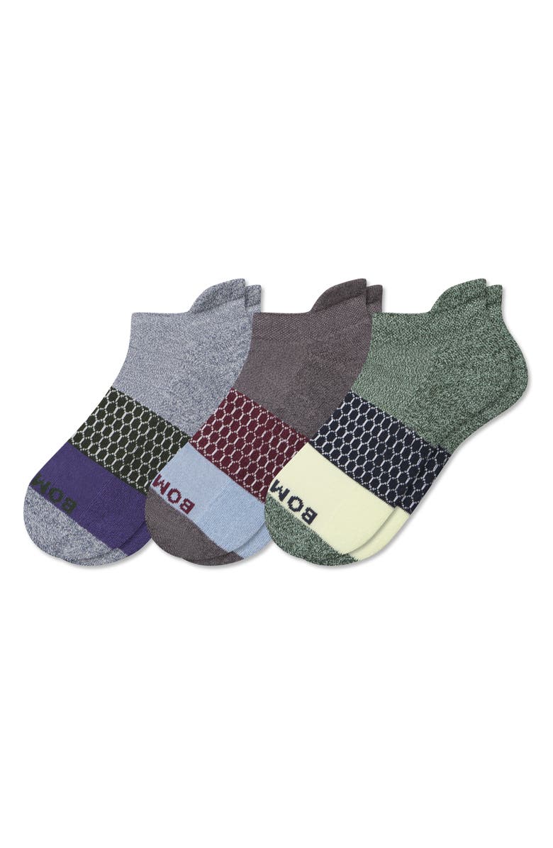Bombas Assorted 3-Pack Triblock Ankle Socks, Main, color, Dark Elm Mix