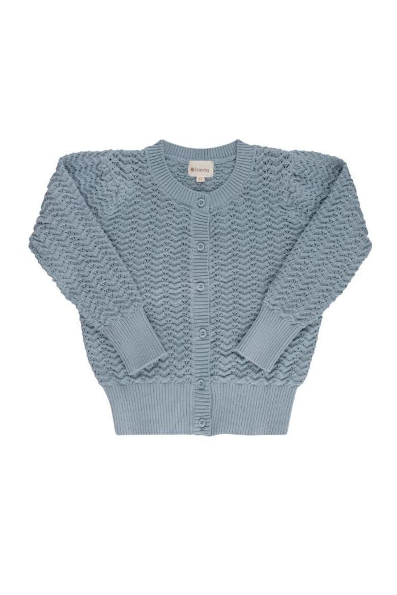 Looms Wave Collection - Knit Pointelle Cardigan, Main, color, Blue