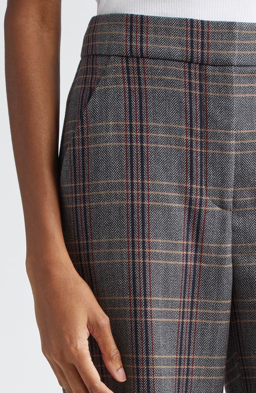 Veronica Beard Brixton Plaid Wide Leg Ankle Pants In Ink Multi