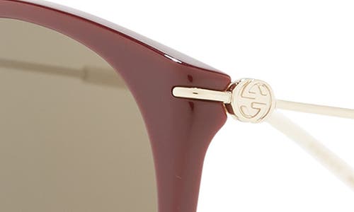 Gucci 58mm Fashion Round Sunglasses In Burgundy Gold Brown