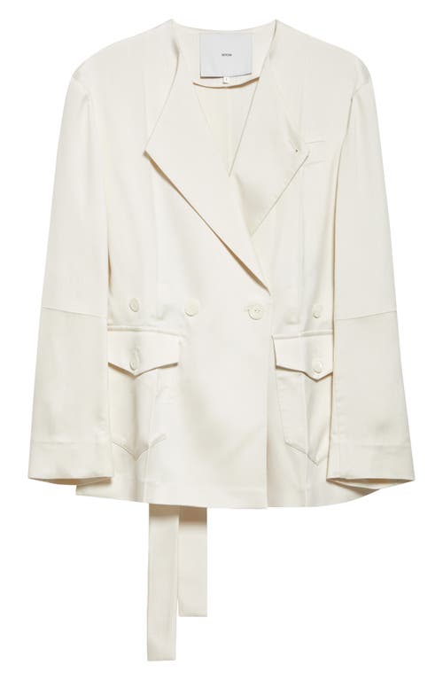 Setchu No Collar Origami Belted Wool Jacket In N. White