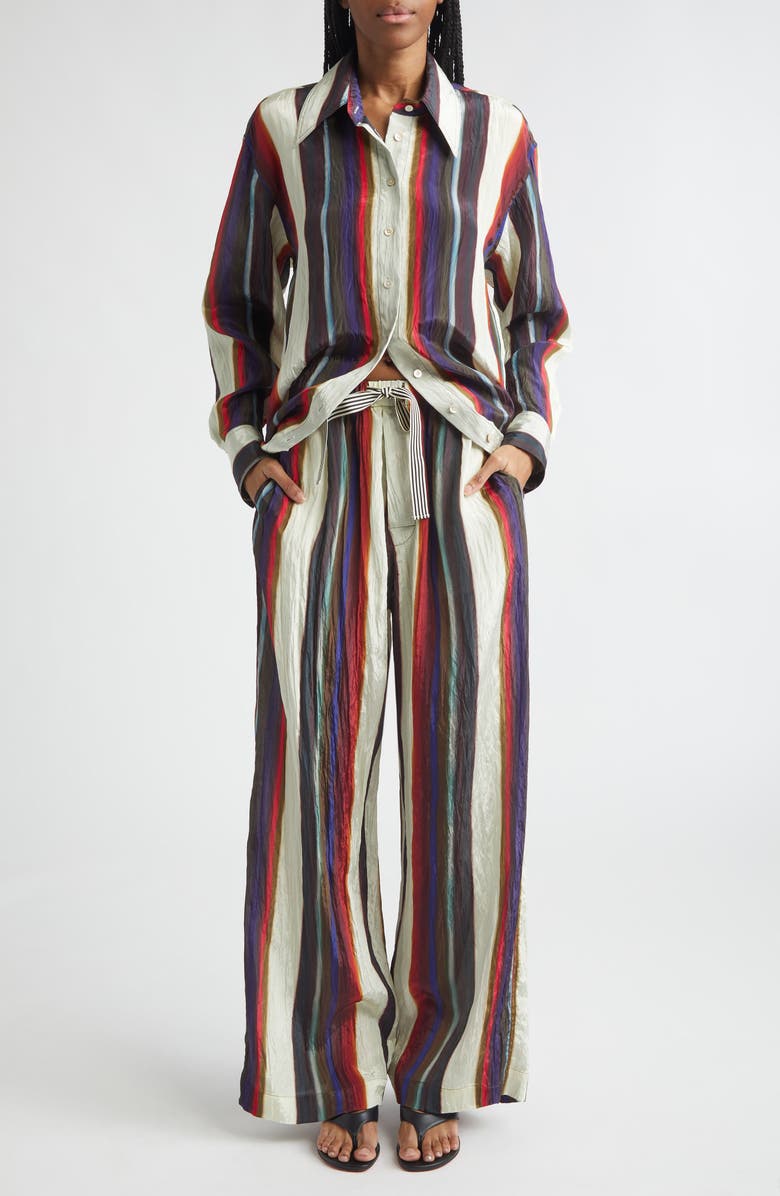 Christopher John Rogers Morris Stripe Crinkled Pants, Alternate, color, Calla Lily Multi