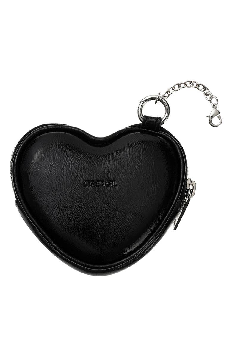 Stand Oil Heart Faux Leather AirPods Case, Alternate, color, Black