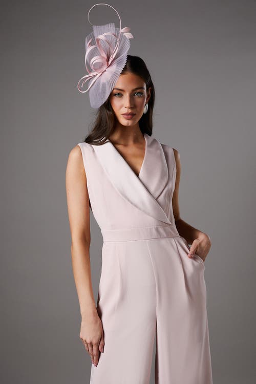 Coast Crepe V-neck Wrap Wide Leg Jumpsuit In Pink