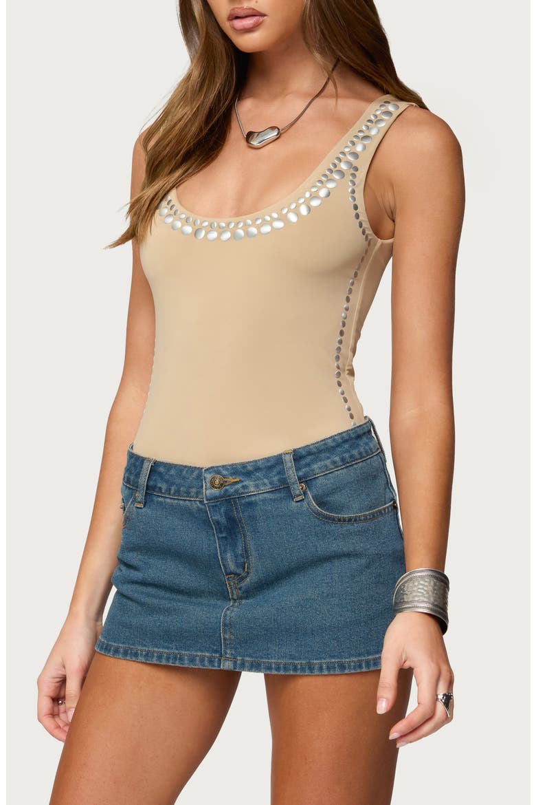 Amaia Studded Bodysuit, Alternate, color, BEIGE