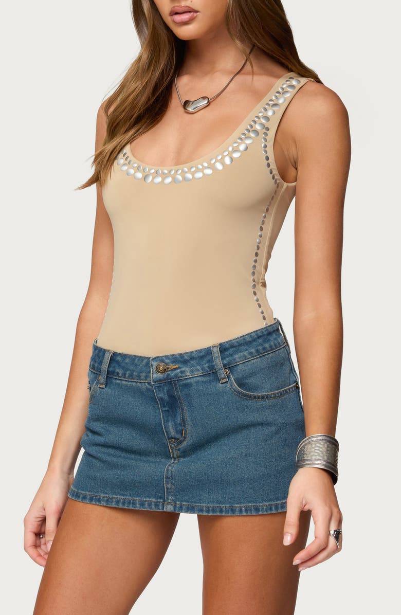 EDIKTED Amaia Studded Bodysuit, Alternate, color,