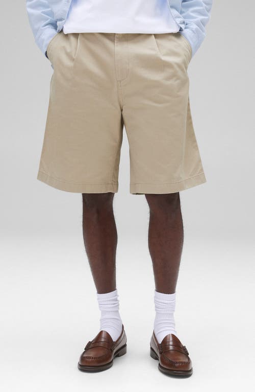 Reigning Champ Sophomore Relaxed Fit Pleated Cotton Twill Chino Shorts In Sand