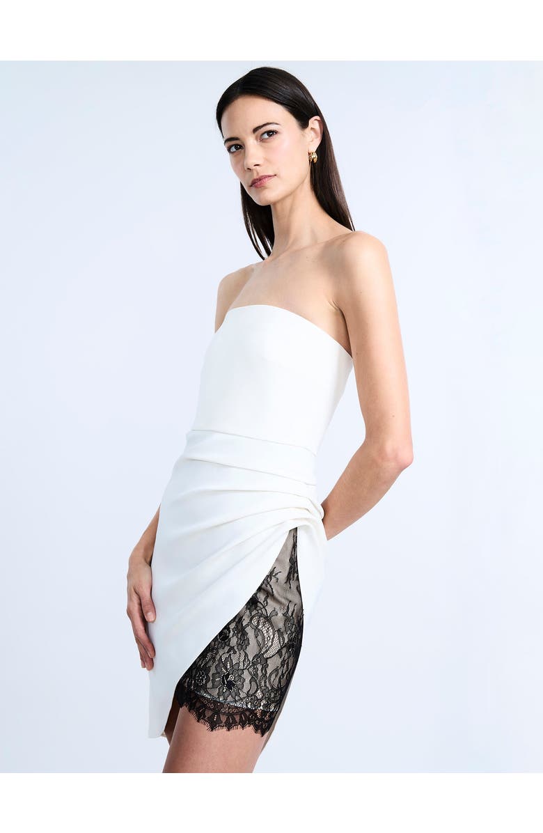 BCBGMAXAZRIA Strapless Lace Inset Dress, Alternate, color, Chalk & Black