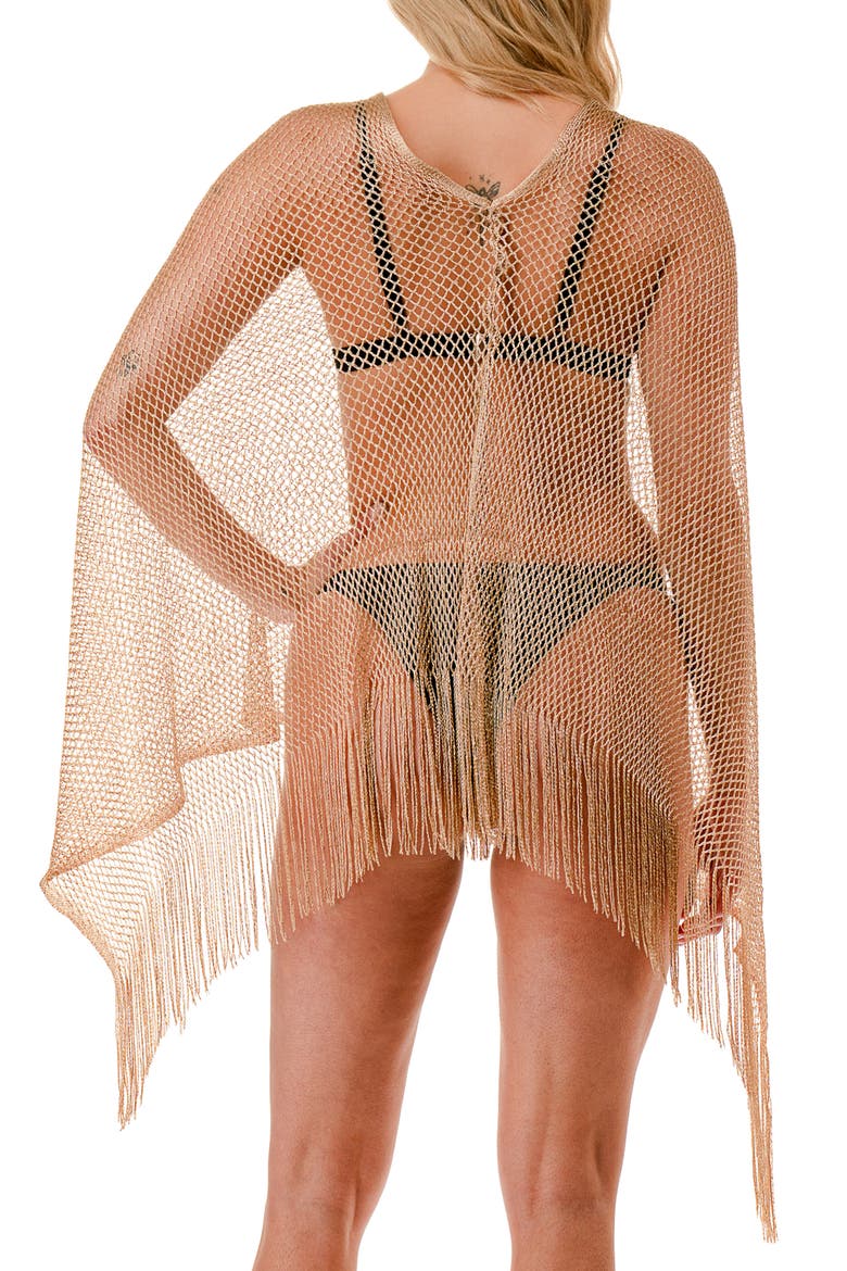 Lurex® Open Knit Poncho, Alternate, color, GOLD