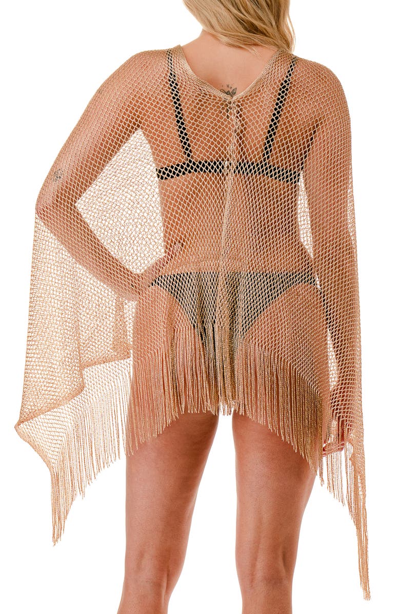 Nicole Miller Lurex<sup>®</sup> Open Knit Poncho, Alternate, color, Gold