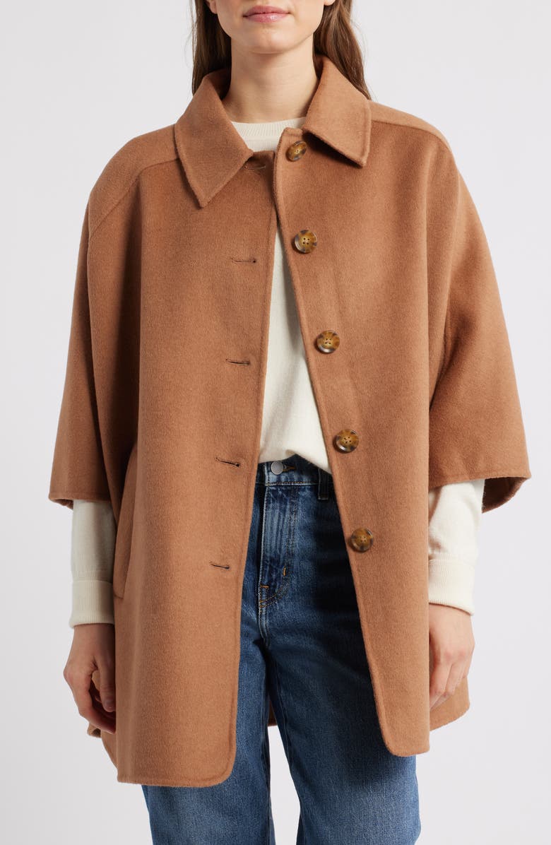 Marine Layer Colette Drape Wool Blend Coat, Alternate, color, Camel