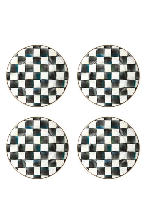 Mackenzie-childs Mackenzie Childs Courtly Check Set Of 4 Enamel Salad Plates