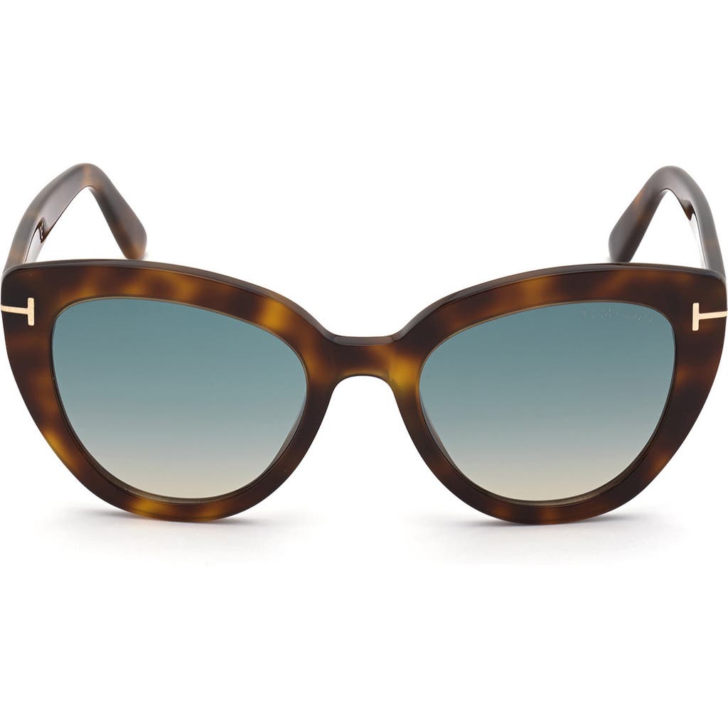 Tom Ford Izzi Acetate Cat-eye Polarized Sunglasses In Dark Havana/gradient Brown