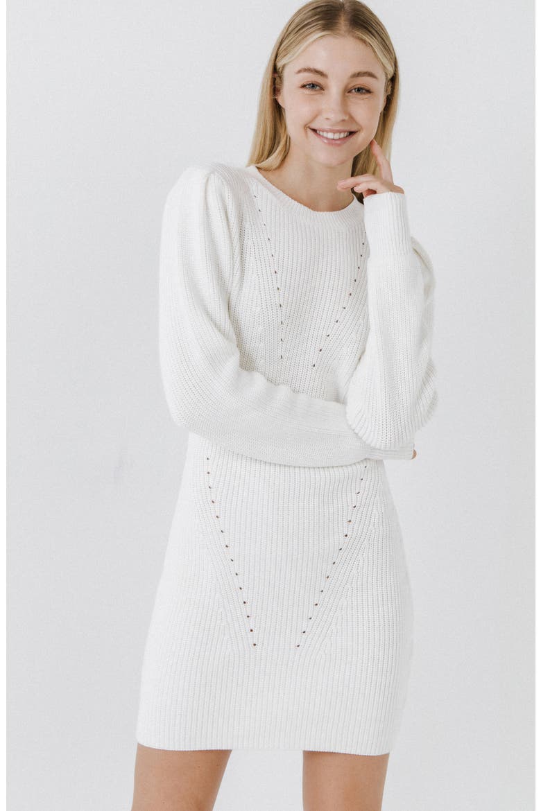 Long Sleeve Sweater Dress, Alternate, color, IVORY