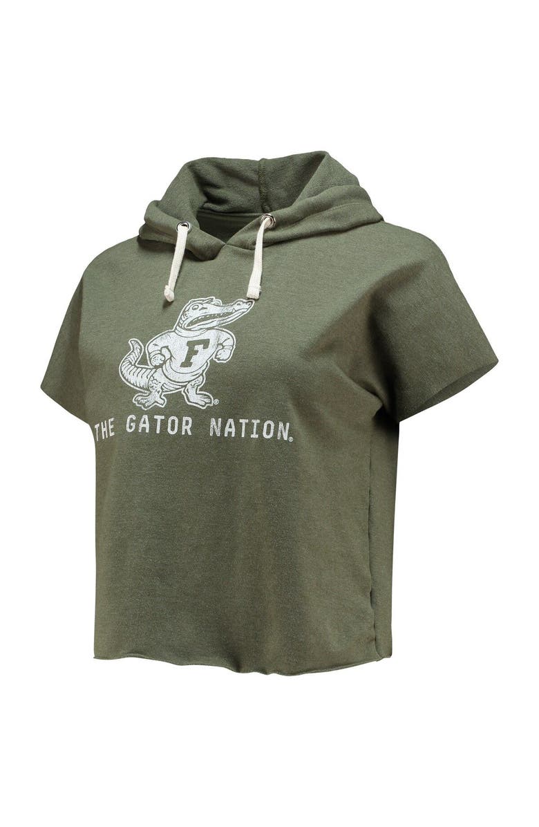 Retro Brand Women's Original Retro Brand Olive Florida Gators Cropped Tri-Blend Short Sleeve Pullover Hoodie, Alternate, color, 