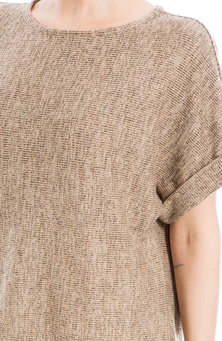 MAX STUDIO Short Sleeve Ribbed T-Shirt, Alternate, color, Tanin/ Black