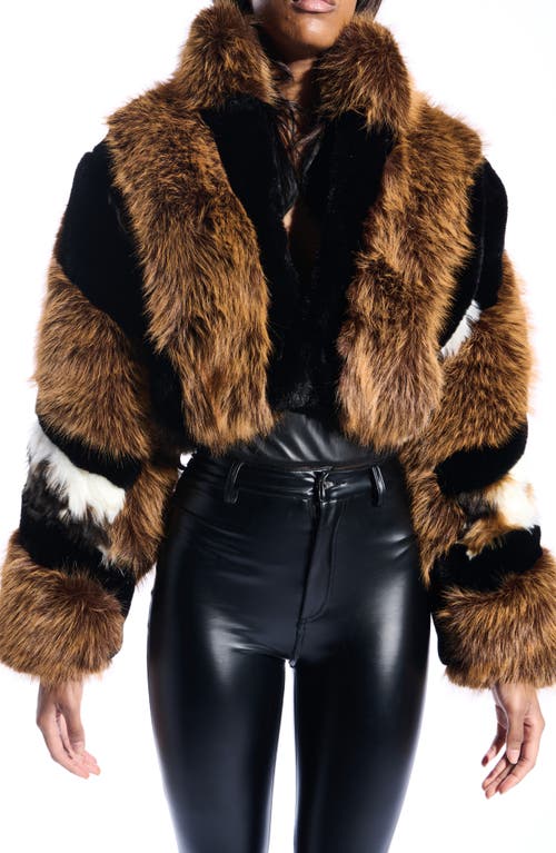 Azalea Wang Chiara Faux Fur Crop Jacket In Multi