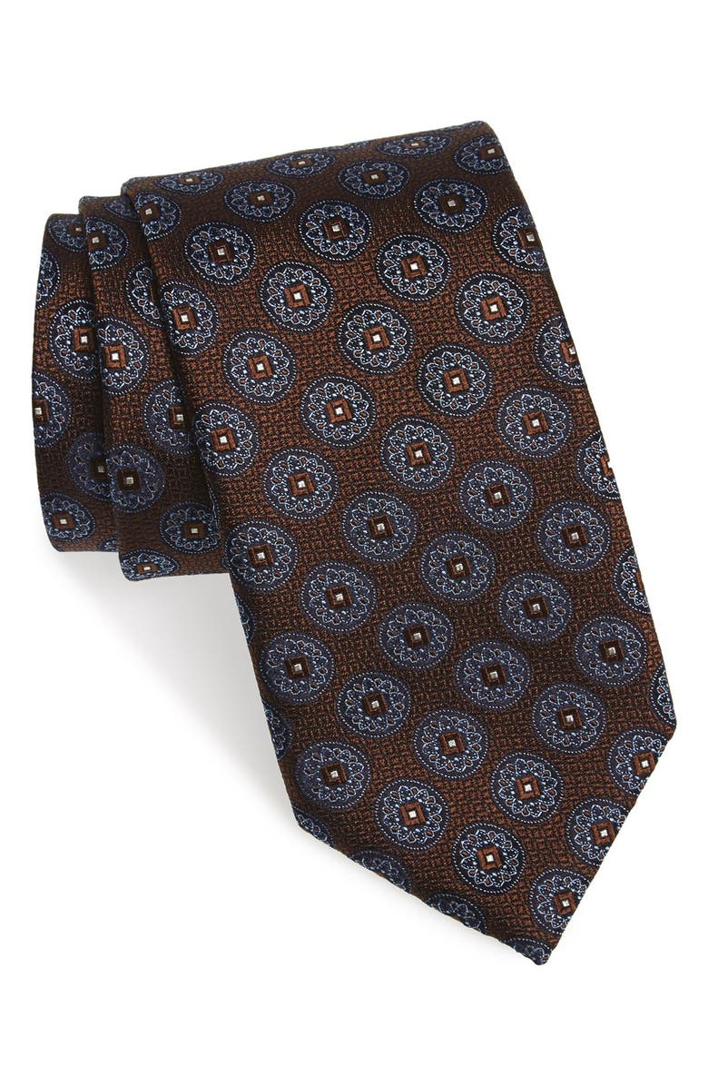 Canali Medallion Woven Silk Tie, Main, color, 