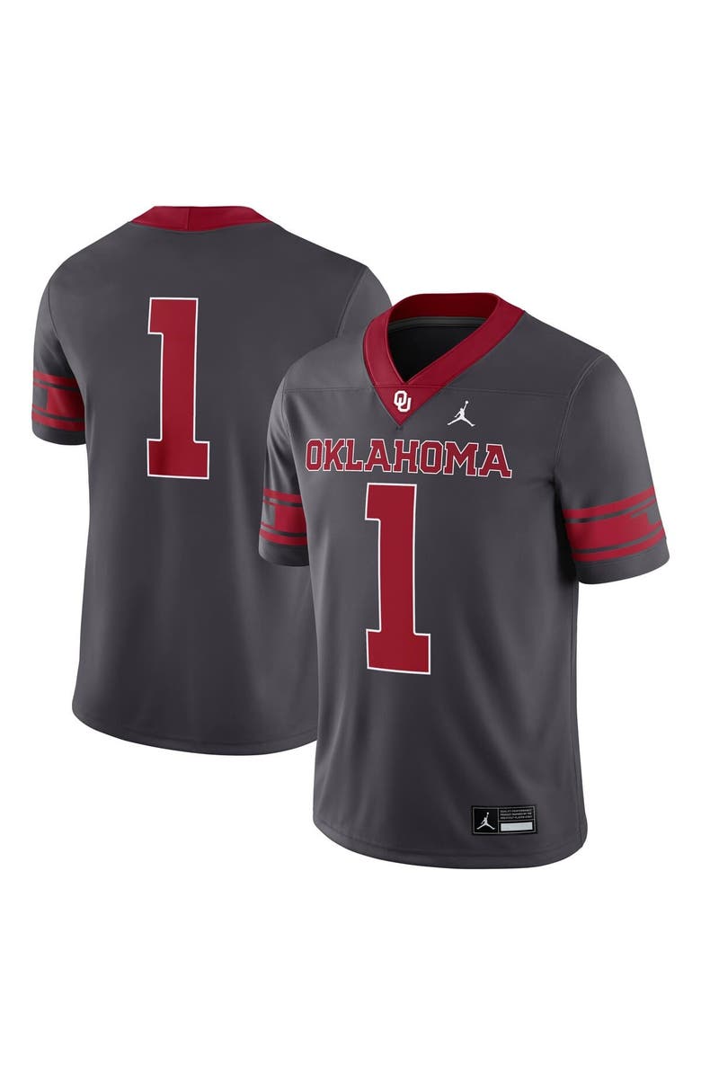 Jordan Brand Men's Jordan Brand #1 Anthracite Oklahoma Sooners Alternate Game Jersey, Main, color, Anthracite