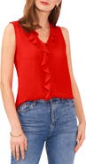 Vince Camuto Ruffle Neck Sleeveless Georgette Blouse