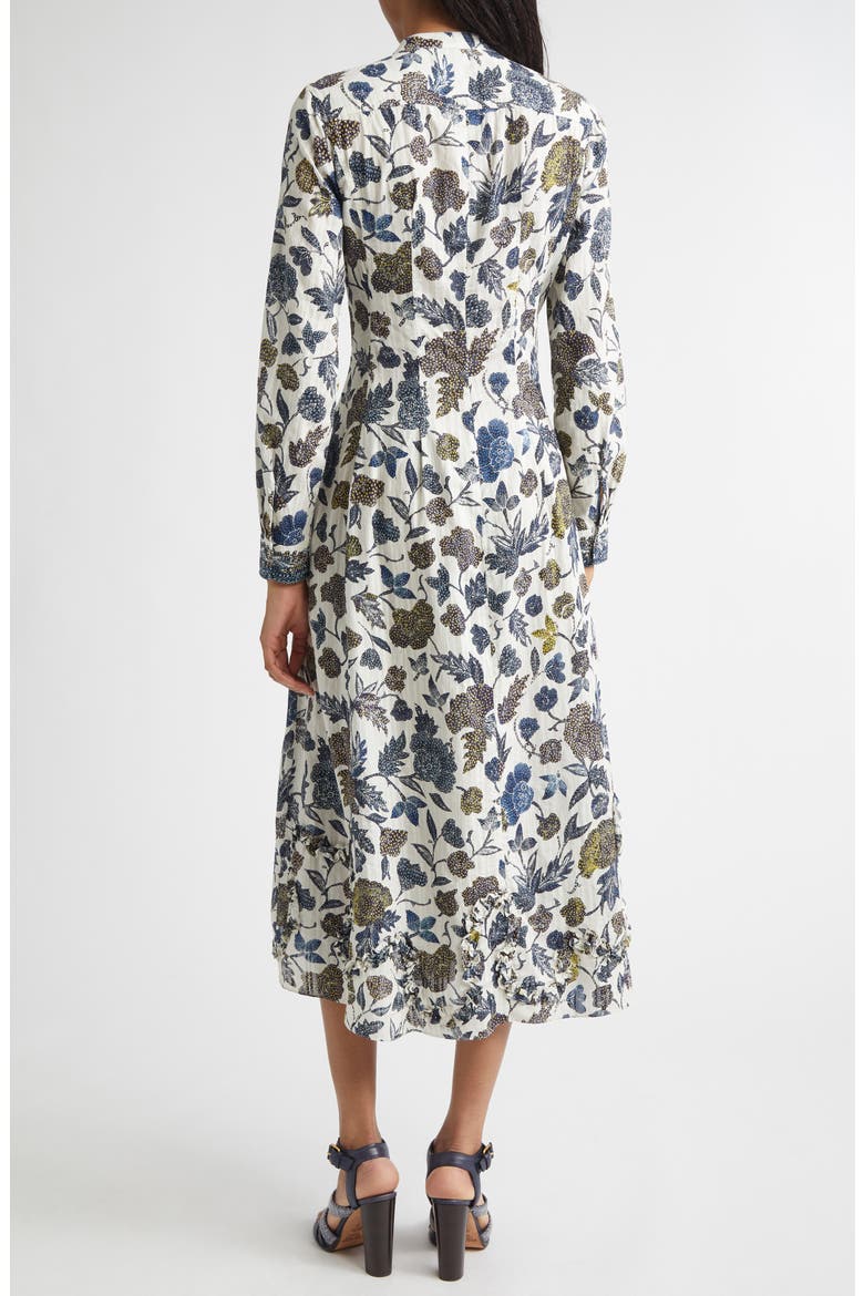 Laurentine Floral Print Long Sleeve Dress, Alternate, color, PORCELAIN