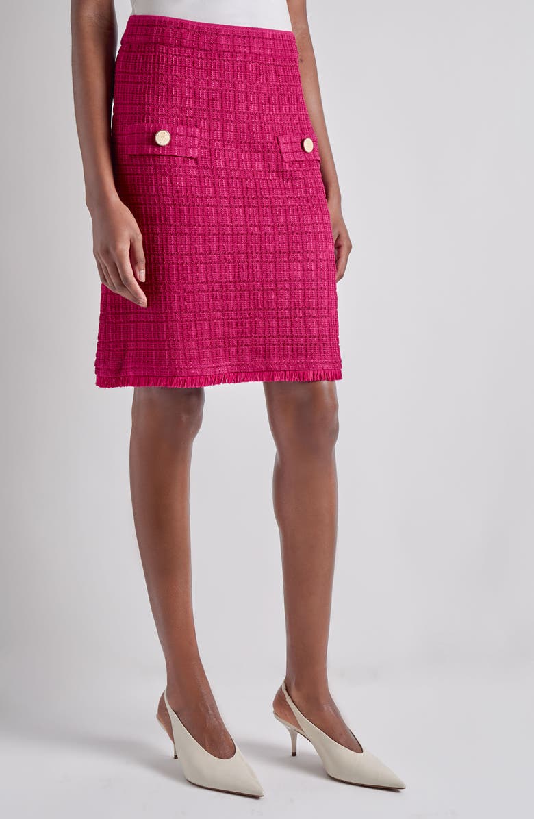 Misook Tonal Texture Fringe Hem Knit Skirt, Alternate, color, 