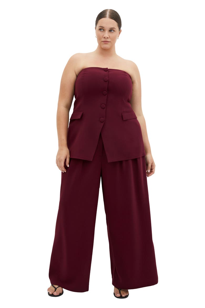 Leah Strapless Bustier Top, Alternate, color, DARK CHERRY