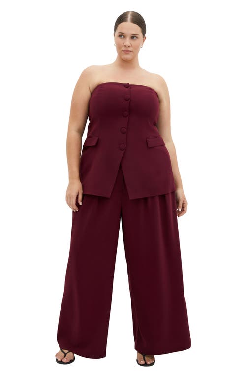 City Chic Leah Strapless Bustier Top In Burgundy