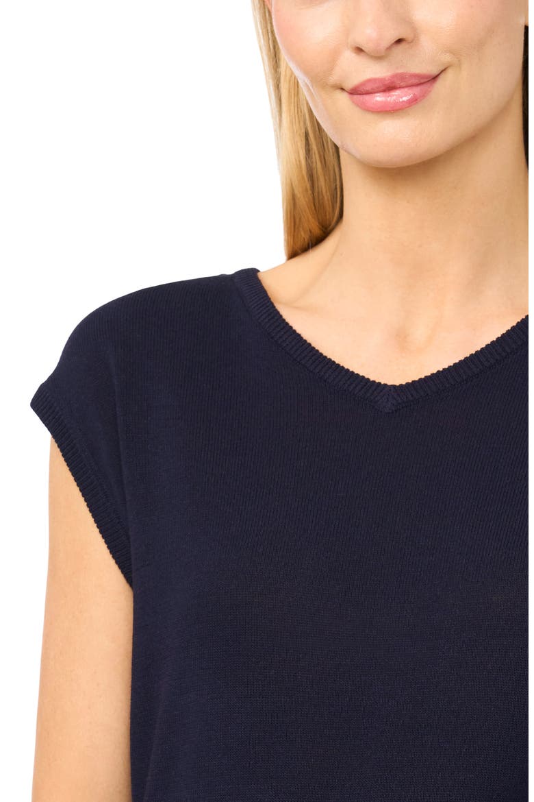 V-Neck Cap Sleeve Sweater Vest, Alternate, color, CLASSIC NAVY