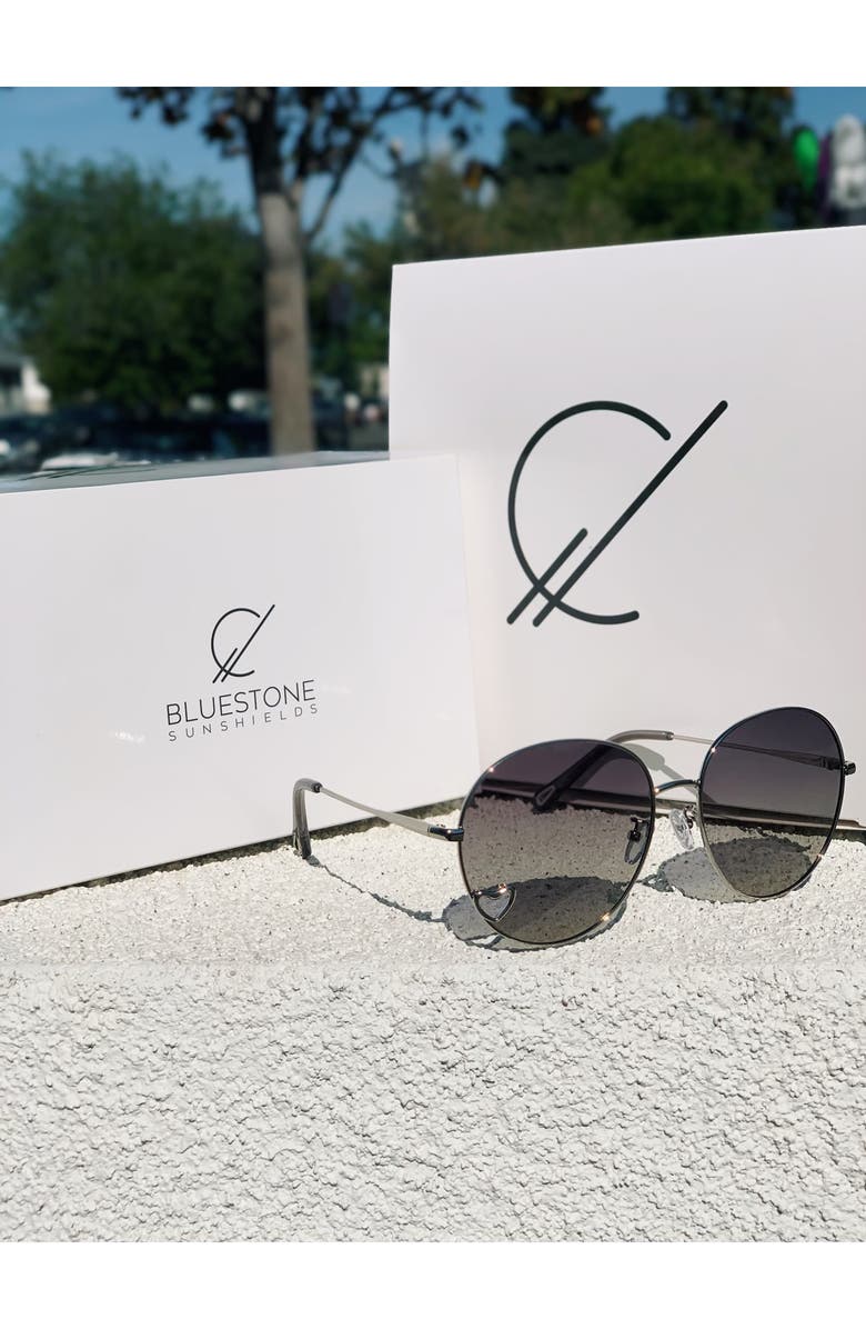 Bluestone Sunshields Love 53mm Polarized Round Sunglasses, Alternate, color, Chrome/Gray