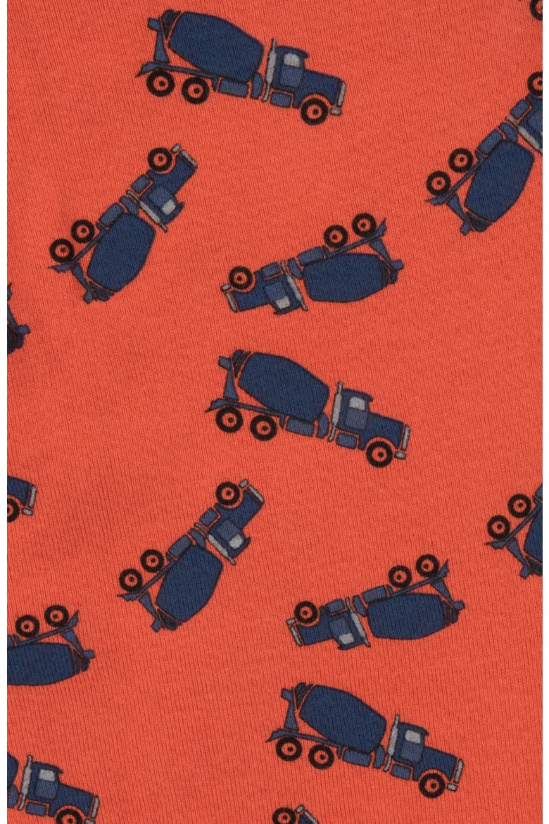 Two-Piece Printed Cotton Pajamas, Vehicles & Machines, Alternate, color, Cement Truck Orange