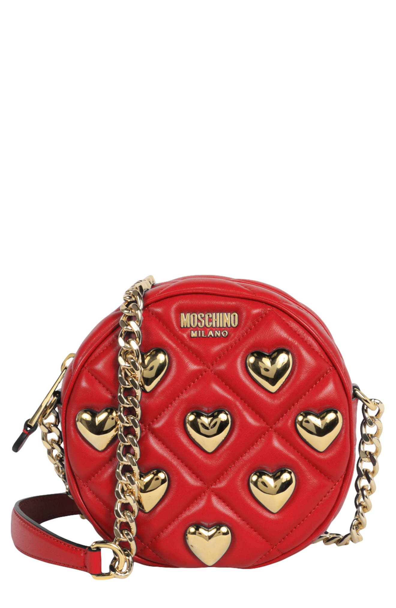 Moschino Quilted Heart Crossbody Bag, Main, color, 