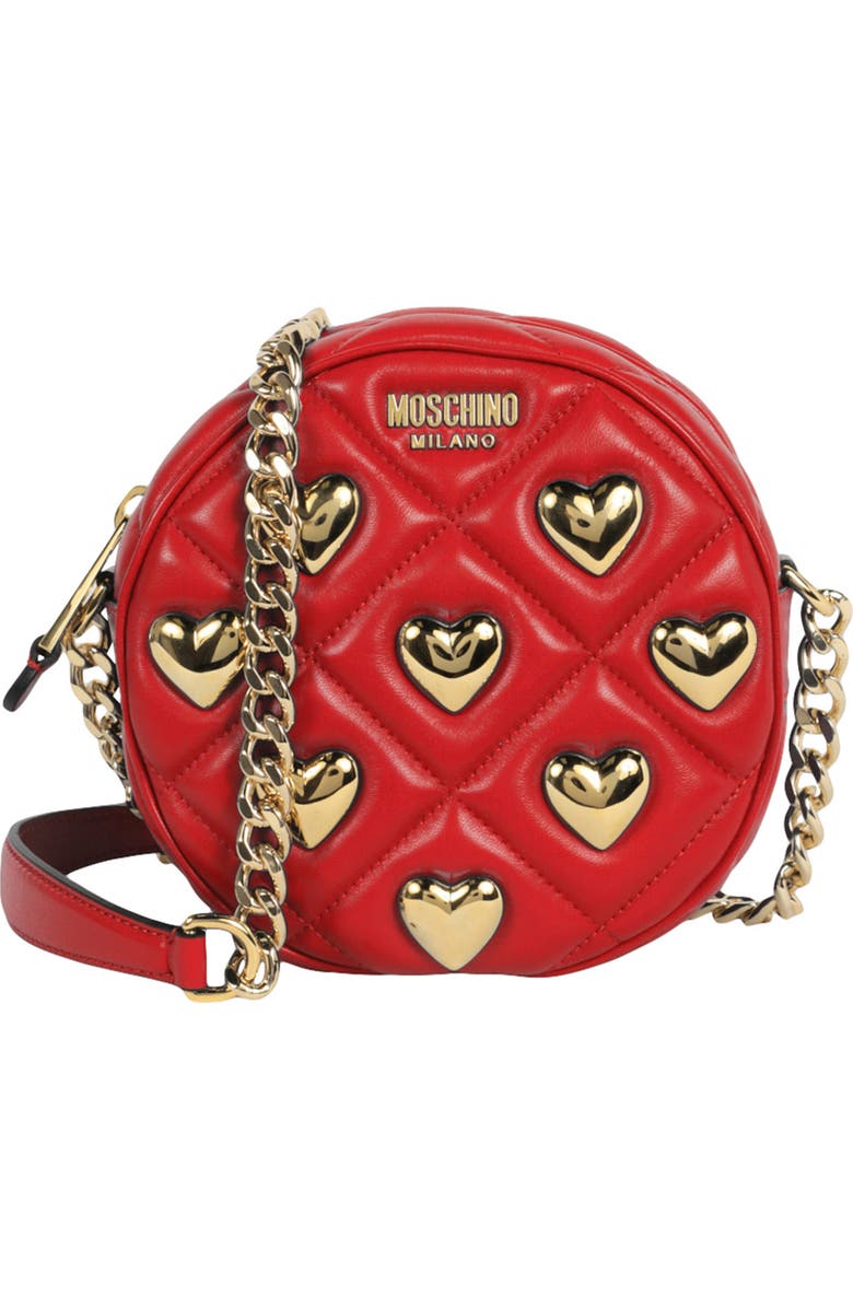 Moschino Quilted Heart Crossbody Bag, Main, color,