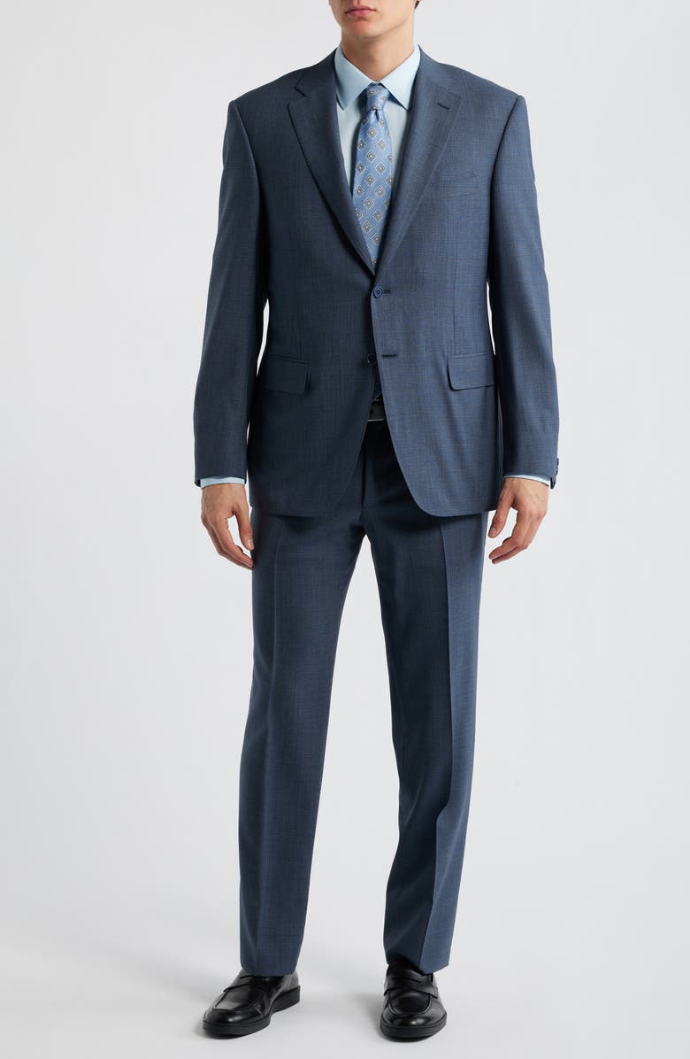 Canali Siena Regular Fit Blue Mélange Wool Suit, Main, color, Blue