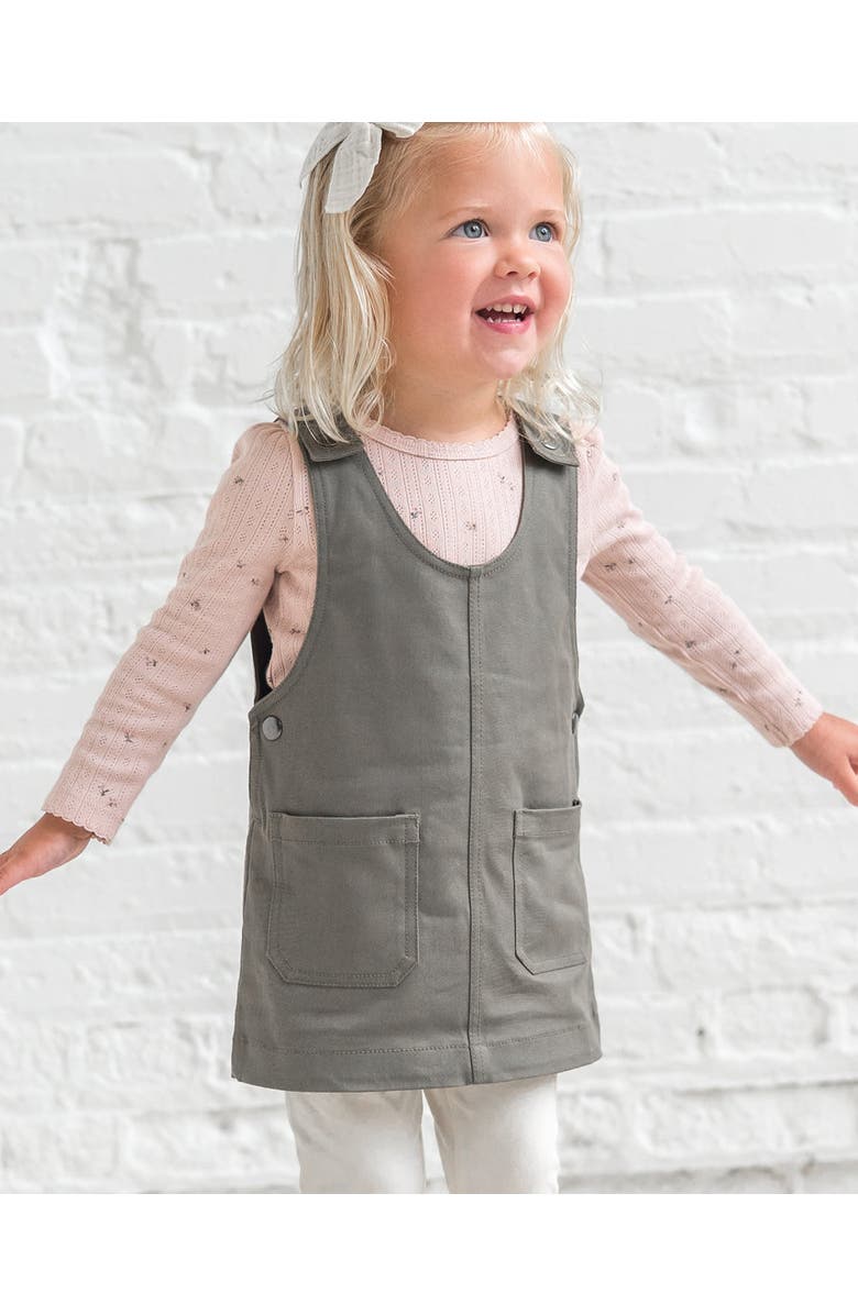 Kendi Alma Twill Jumper Dress, Alternate, color, Olive