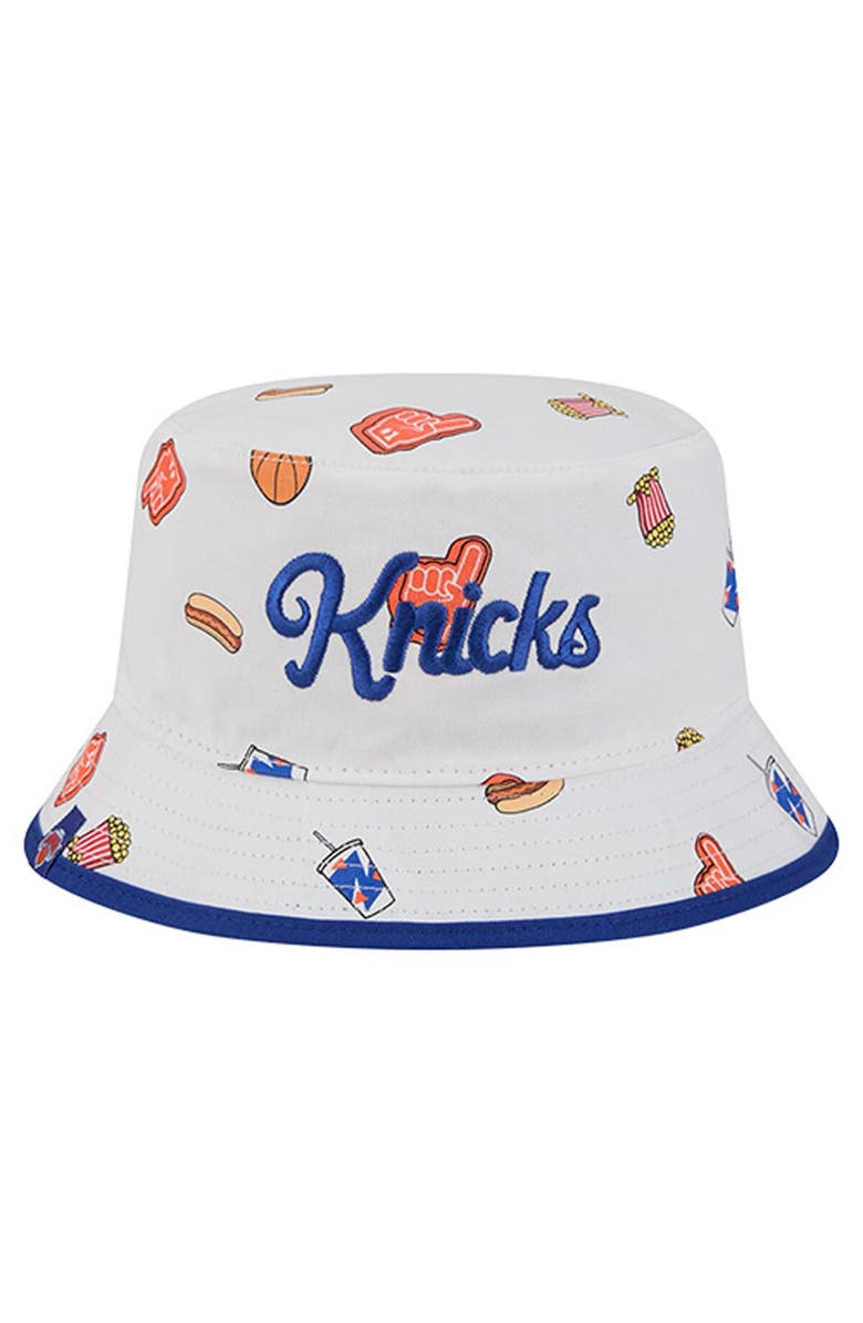 New Era Men's New Era White New York Knicks Team Cheer Reversible Bucket Hat, Alternate, color, White