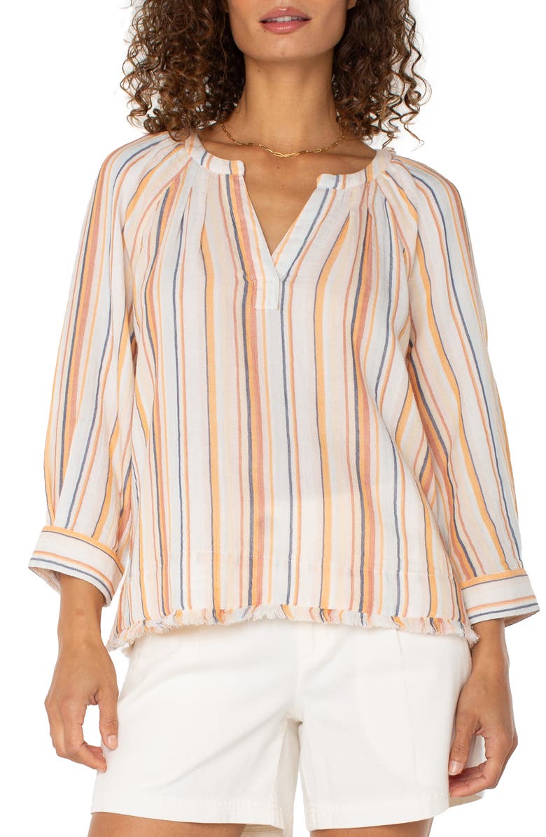 Liverpool Los Angeles Fray Hem Cotton Top, Main, color, 