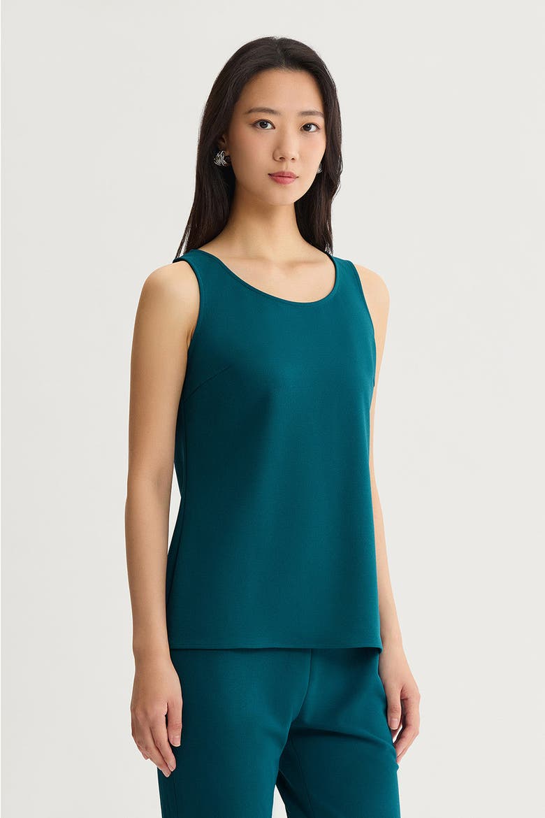 Stretch Deco Crepe Scoop Neck Tank, Alternate, color, Deep Teal