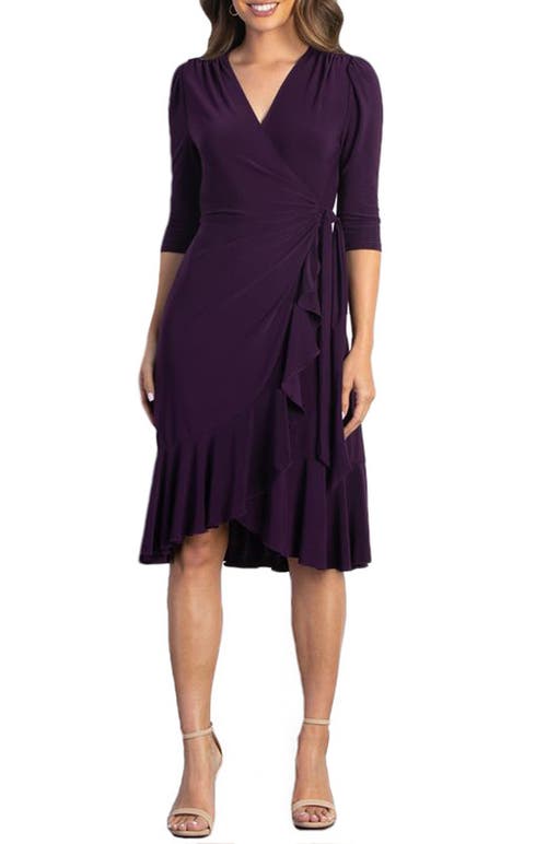Kiyonna Whimsy Midi Wrap Dress In Black