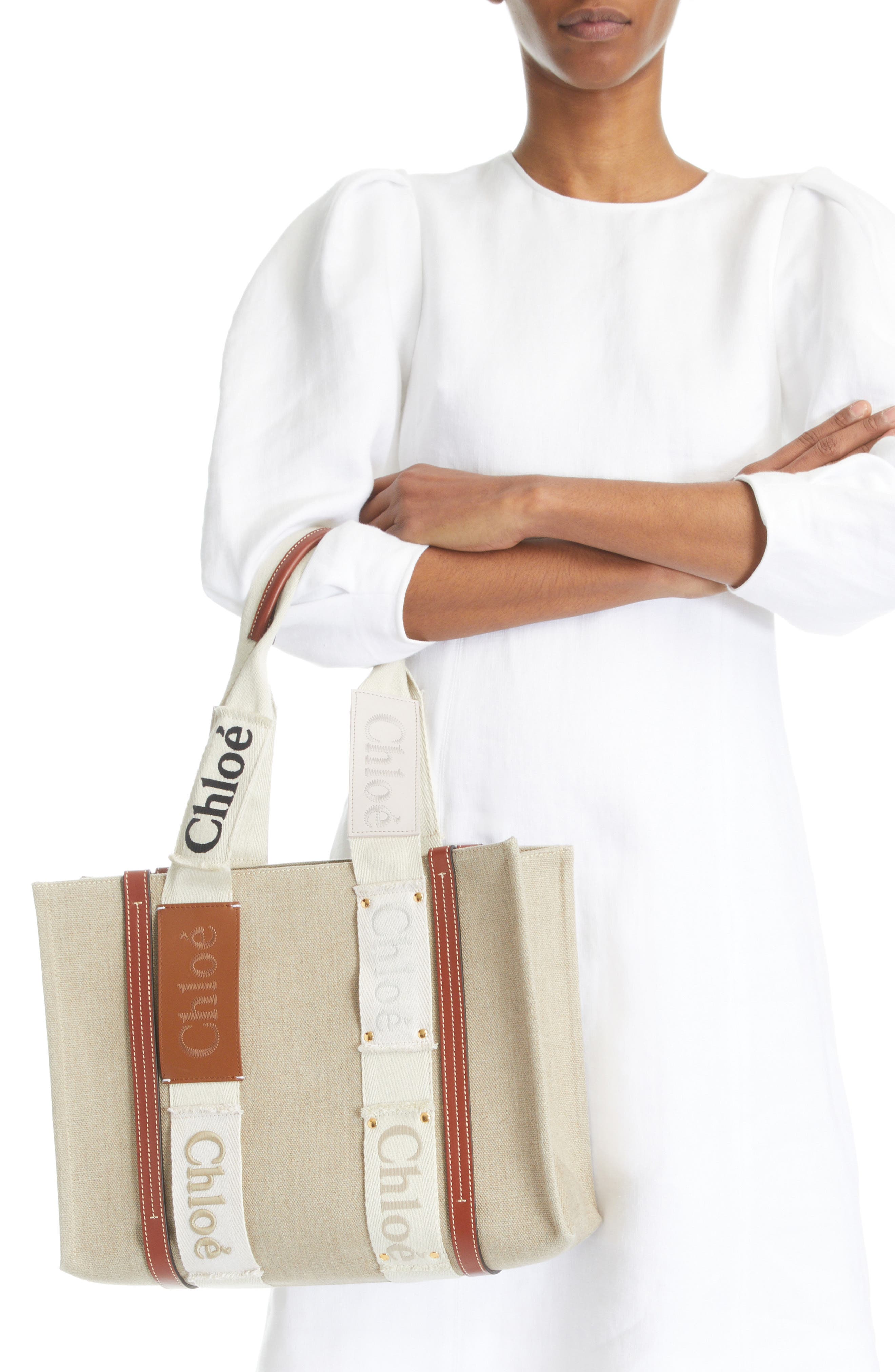 Chloé Medium Woody Mixed Media Tote, Alternate, color, 