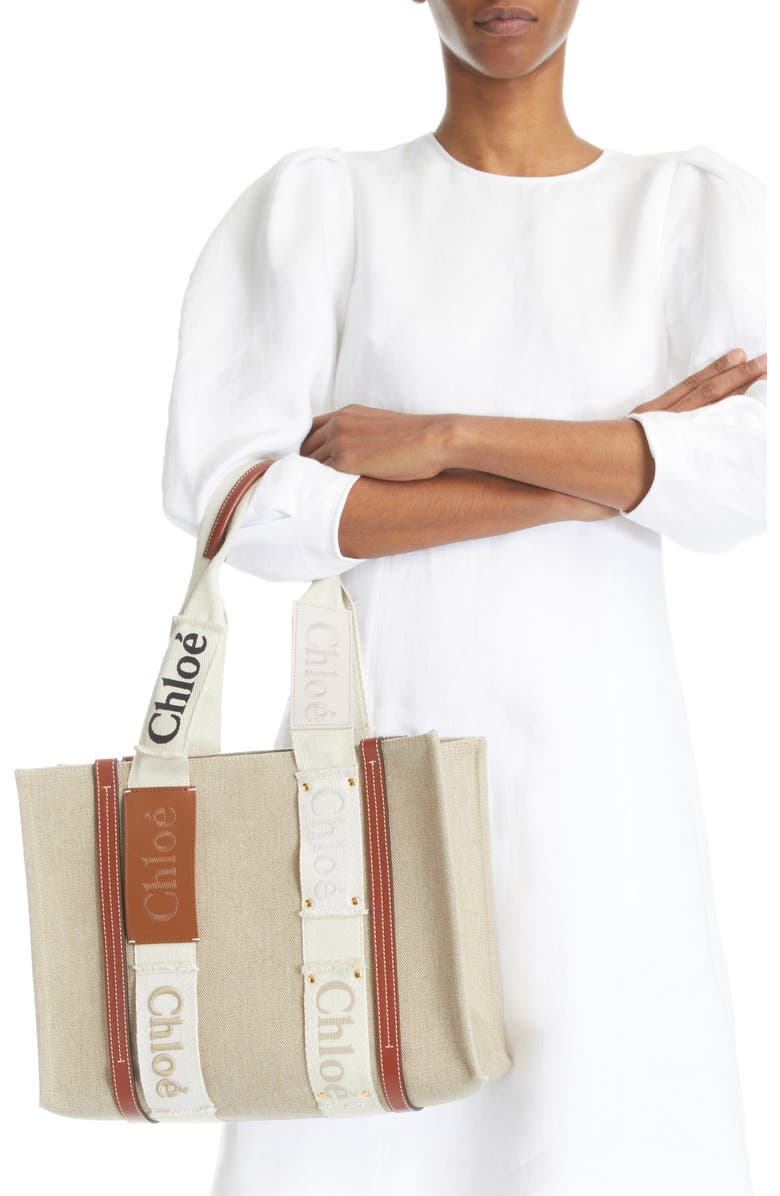 Chloé Medium Woody Mixed Media Tote, Alternate, color,