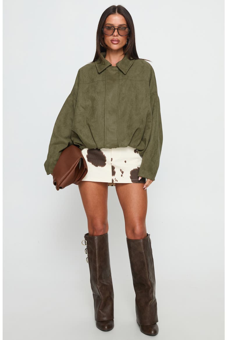 Enlightened Faux Suede Bomber Jacket, Alternate, color, KHAKI