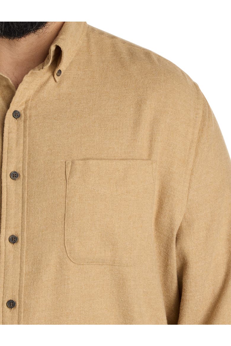 Big & Tall Solid Flannel Sport Shirt, Alternate, color, TIGERS EYE HTHR