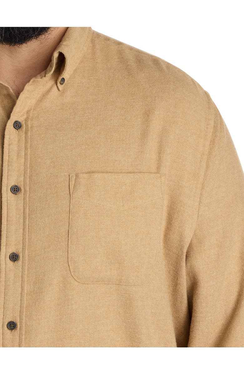 Harbor Bay by DXL Big & Tall Solid Flannel Sport Shirt, Alternate, color, Tigers Eye Hthr