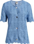 Anne Klein Zigzag Pointelle Cardigan