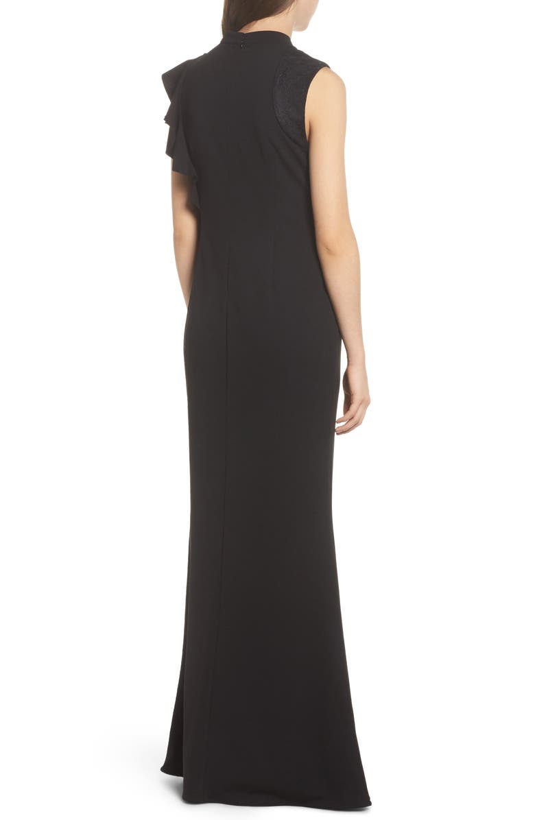 Adrianna Papell Ruffle Side Crepe Mermaid Gown, Alternate, color,