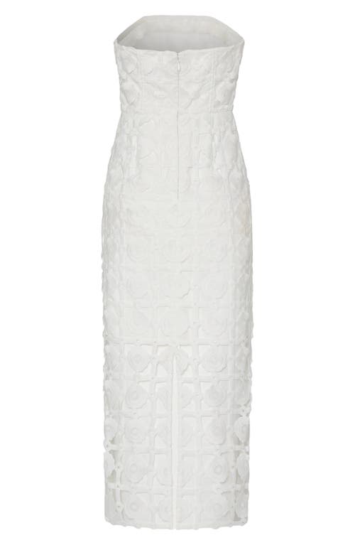Milly Kait Strapless Tiled Lace Midi Dress In White